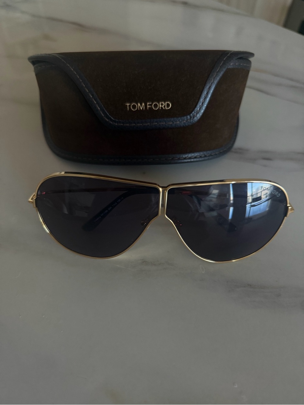 Tom Ford Gold Frame Sunglasses with Dark Gray Lenses